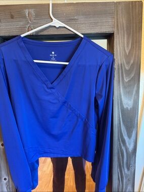 Apana Crossover V-Neck Long Sleeve Top in Royal Blue